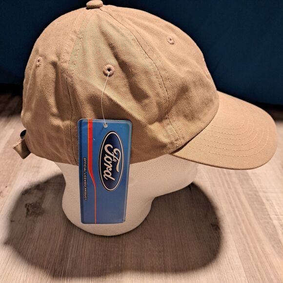Ford Mustang Pink Outline Logo Vintage Beige Cap Adjustable NWT READ - Picture 3 of 11